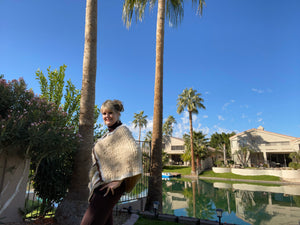 Multi-Colored Beige, White & Brown Poncho