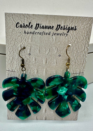 Resin Hypoallergenic Green Leaf Earrings