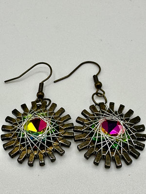 Gold Wire EarringsW/Austrian Metallic Stone