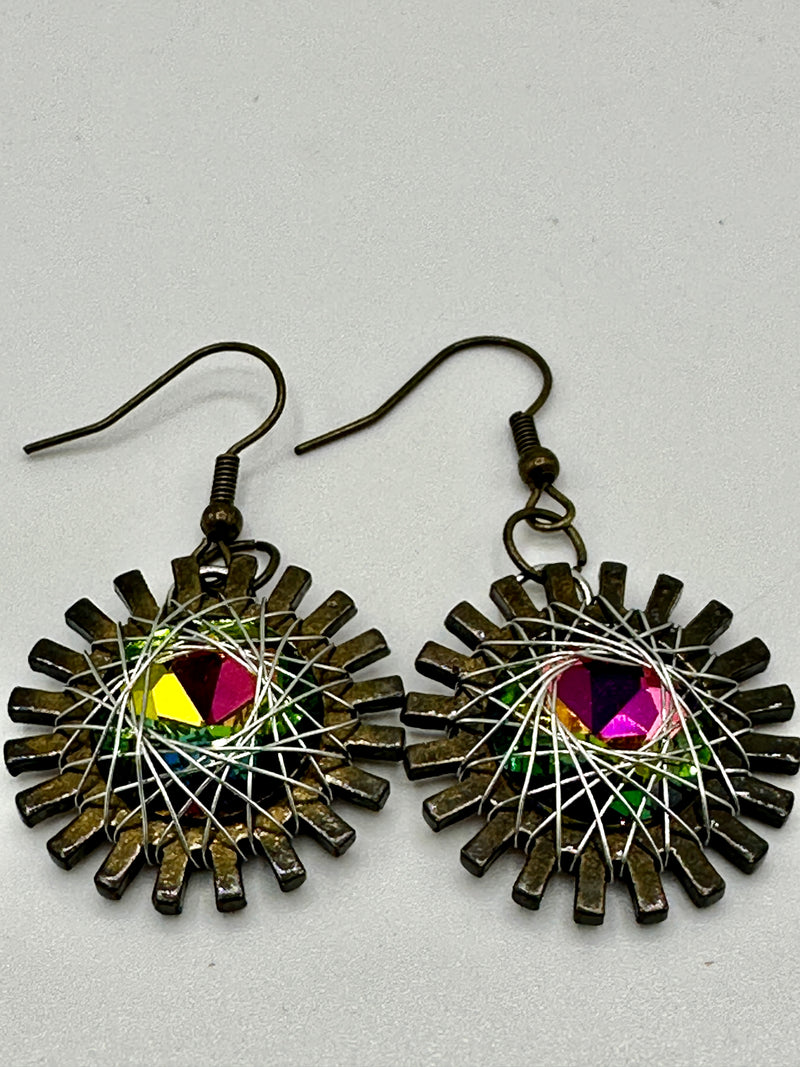 Gold Wire EarringsW/Austrian Metallic Stone