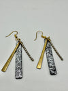 Black & Silver Leather Strip Earrings