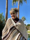 Multi-Colored Beige, White & Brown Poncho