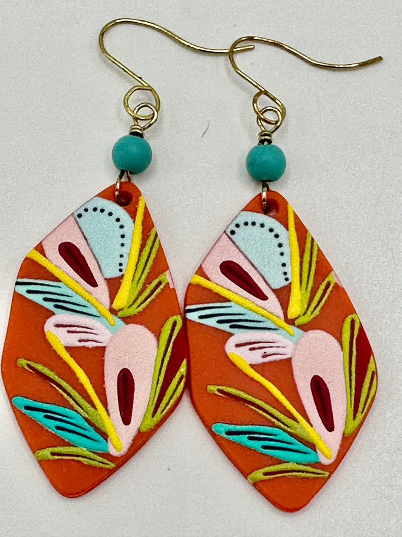 Multi-Colored Orange Boho Earrings