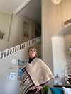 Multi-Colored Beige, White & Brown Poncho
