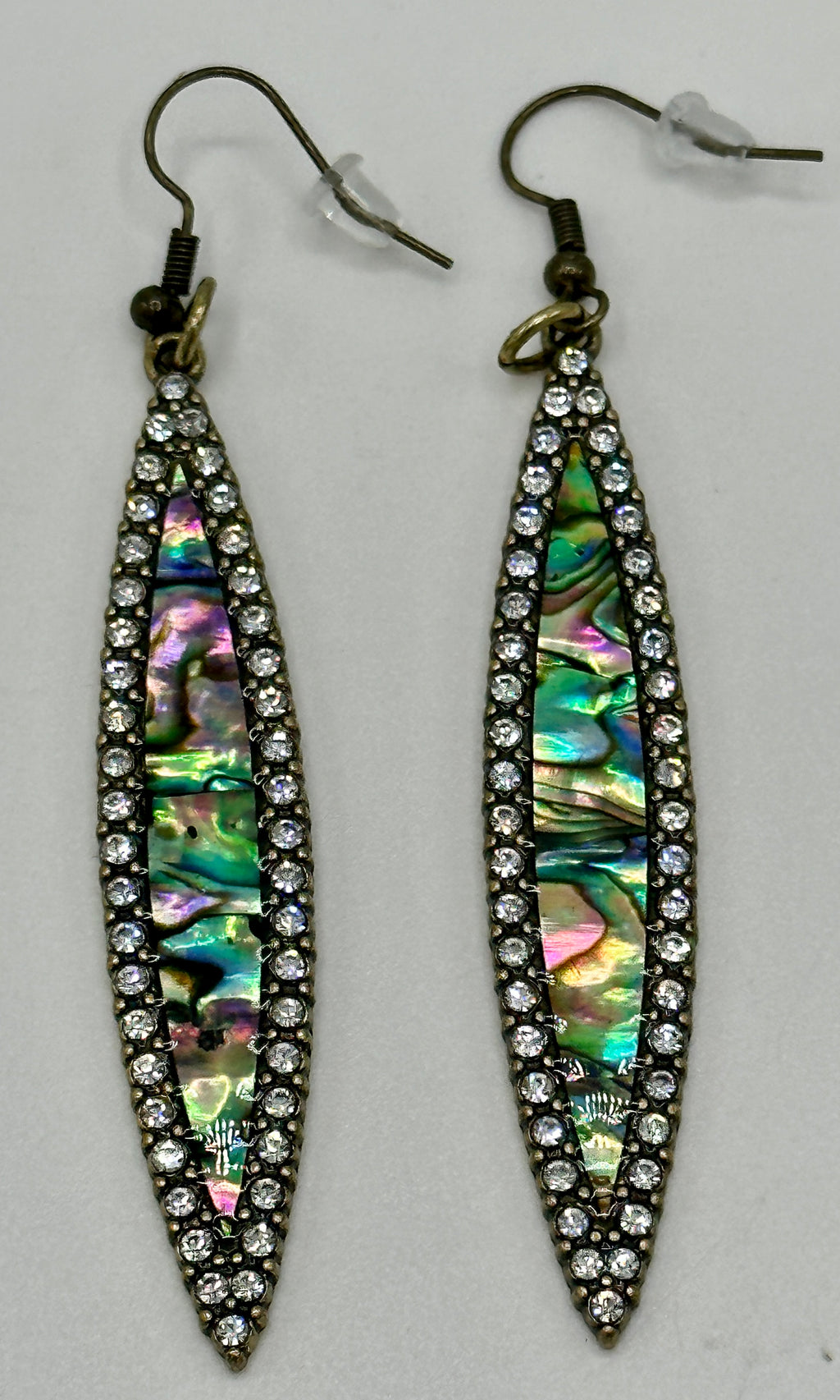 Rhinestone Abalone Look Earrings