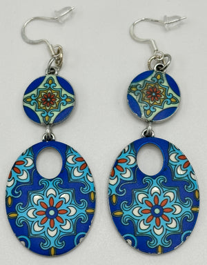 Sapphire Blue & Turquoise Boho Dangly Earrings