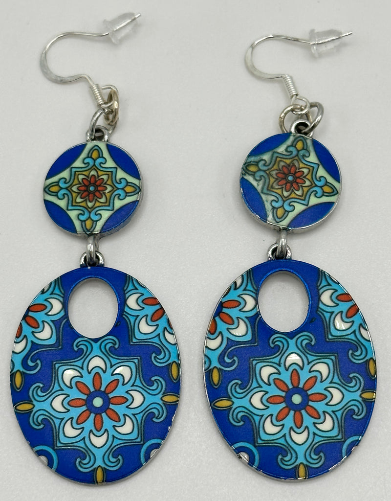 Sapphire Blue & Turquoise Boho Dangly Earrings