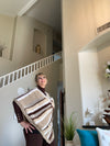 Multi-Colored Beige, White & Brown Poncho