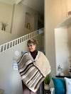 Multi-Colored Beige, White & Brown Poncho