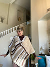 Multi-Colored Beige, White & Brown Poncho