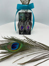 Black & Silver Leather Alligator Skin Earrings w/ Purple & Clear Rhinestones