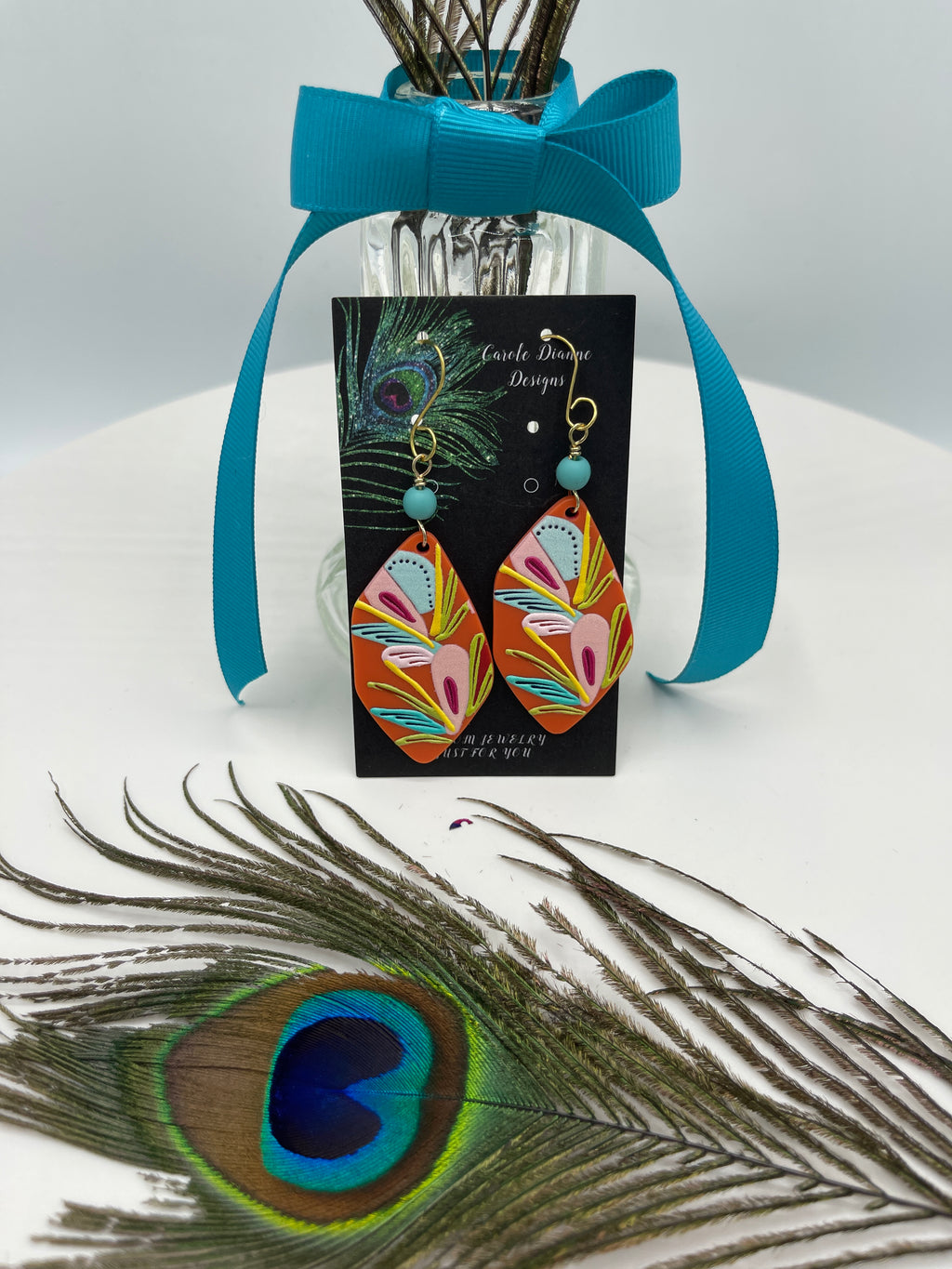 Multi-Colored Orange Boho Earrings