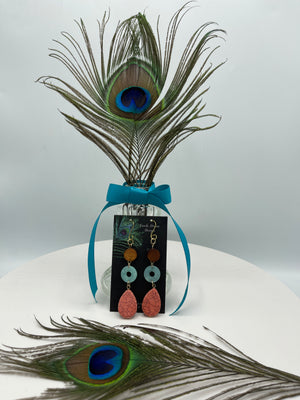 Orange, Blue & Brown Dangly Earrings