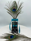 Stunning Black & Turquoise Oval Beaded Dangly Earrings