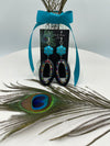Stunning Black & Turquoise Oval Beaded Dangly Earrings