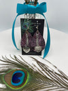 Purple & Black Snake Skin Leather Earrings