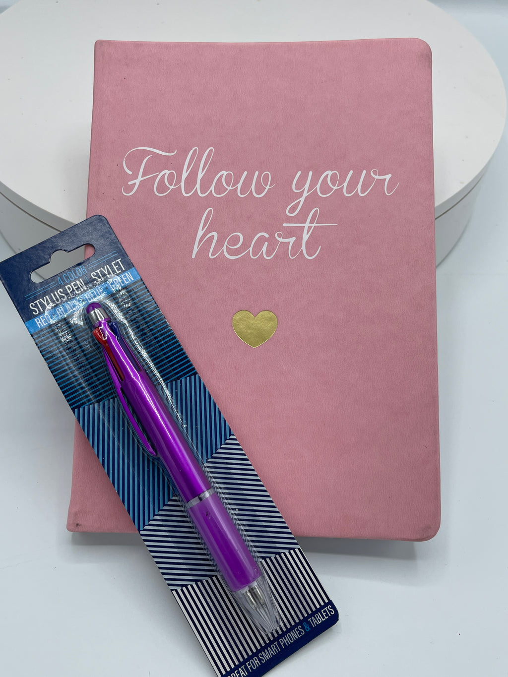 Follow Your Heart Pink Journal w/ FREE Four Color Gel Pen/Stylus
