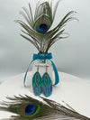 Hand Painted Leather Feather Earrings w/ Swarovski Crystals & Rhinestone Embellishments