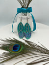 Hand Painted Leather Feather Earrings w/ Swarovski Crystals & Rhinestone Embellishments