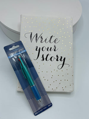 Write Your Story White Journal w/ FREE Four Color Gel Pen/Stylus