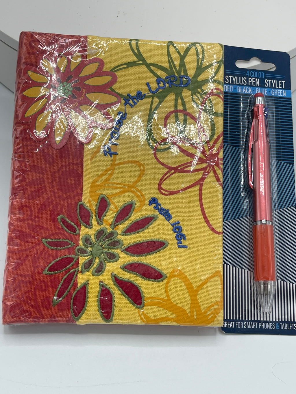 Floral Fabric Journal w/ FREE Four Color Gel Pen/Stylus