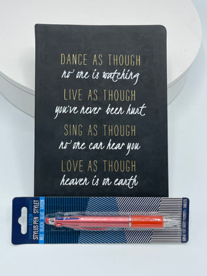 Dance As Though No One is Watching Black Journal w/ FREE Four Color Gel Pen/Stylus