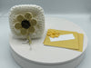 White Gift Bag w/Glitter Floral Embellishment