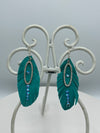 Turquoise Leather Feathers w/Swarovski Crystals