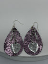 Purple & Black Snake Skin Leather Earrings