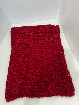 Ruby Red Hand Knitted Velvet Scarf