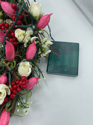 Light Up Floral Grapevine Wreath