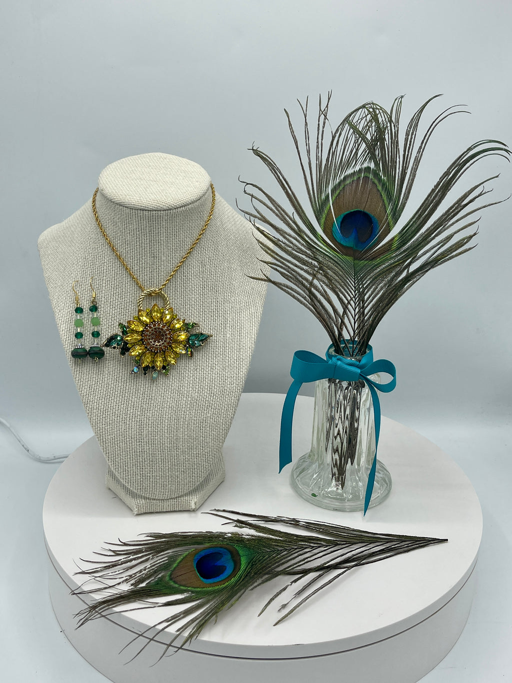 Sunflower Pendent Necklace & Hypo-Allergenic/Nickel Free Earring Set (Clearance)