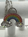 Multi-Colored Rhinestone Pendent & Matching Rhinestone Earrings (Clearance)