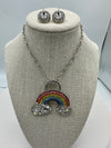 Multi-Colored Rhinestone Pendent & Matching Rhinestone Earrings (Clearance)
