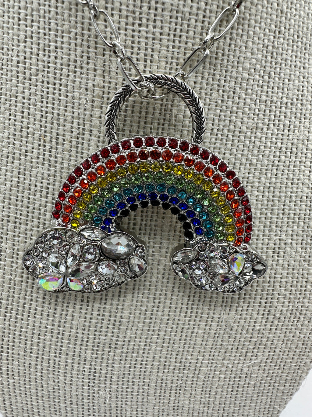 Multi-Colored Rhinestone Pendent & Matching Rhinestone Earrings (Clearance)