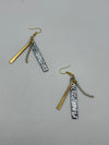 Black & Silver Leather Strip Earrings
