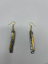 Black & Silver Leather Strip Earrings