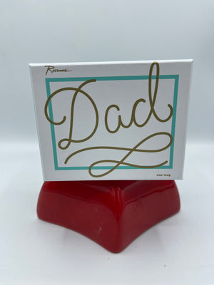 White Ceramic Coffee Cup w/ Gold Accents for Dad!