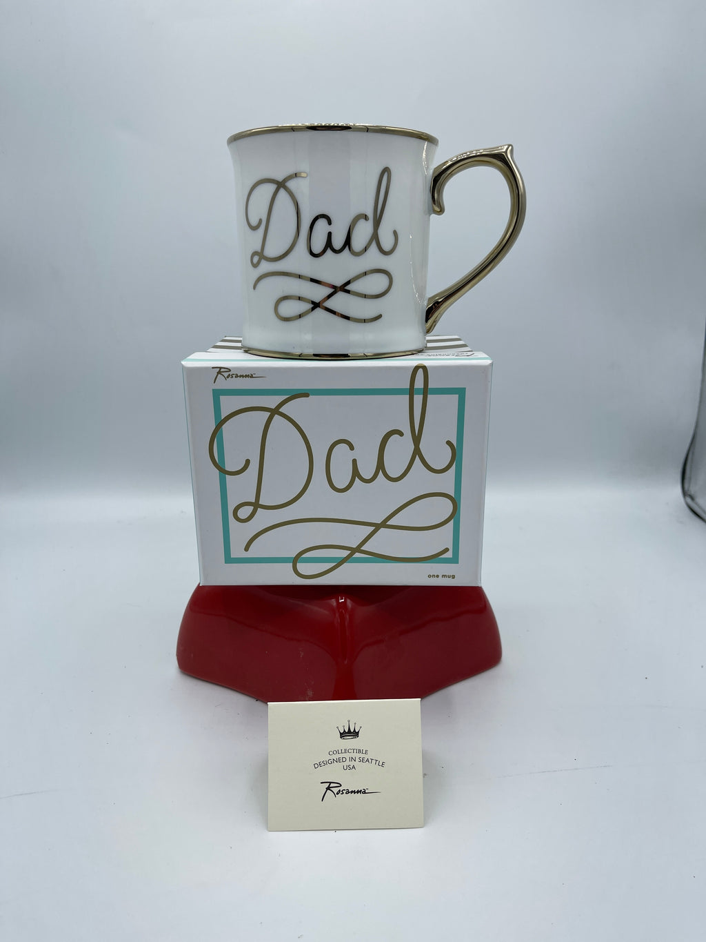 White Ceramic Coffee Cup w/ Gold Accents for Dad!