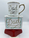 White Ceramic Coffee Cup w/ Gold Accents for Dad!