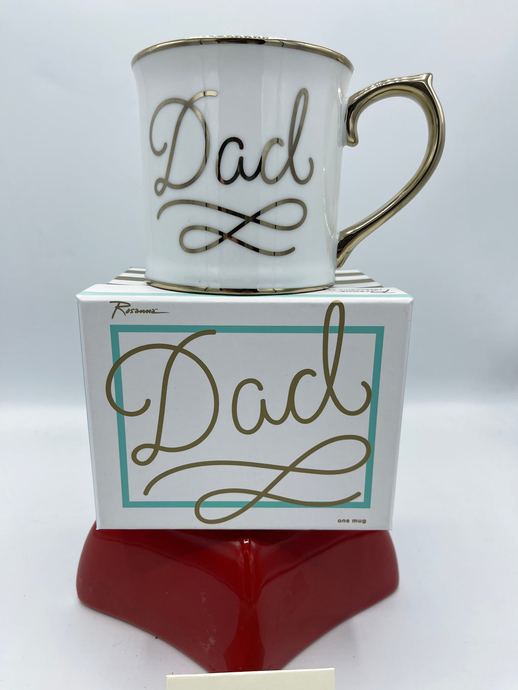 White Ceramic Coffee Cup w/ Gold Accents for Dad!