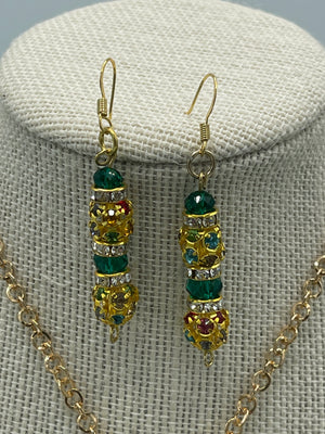 Toucan Sam Rhinestone Pendent & Matching Beaded Hypoallergenic Earrings (Clearance)
