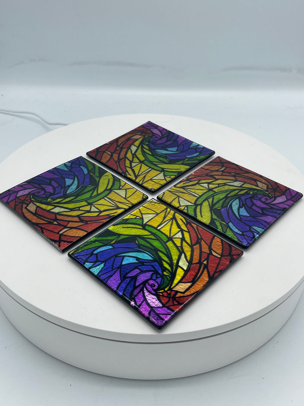 Hand Painted Multiple Color Glass Coasters