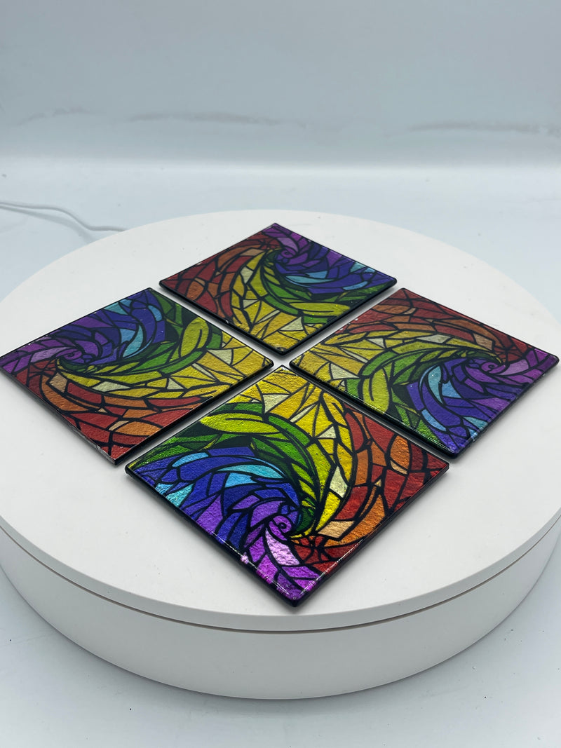 Hand Painted Multiple Color Glass Coasters