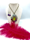 Rhinestone Medallion Necklace w/ Matching Hypoallergenic Earrings