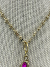 High Heel Rhinestone Medallion Necklace on Finely Detailed Gold Necklace w/ Matching Rhinestone Earrings (Clearance)