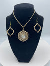 Gold Heart Scroll Pendent & Gold Scroll Earrings