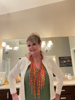 Orange, Coral, Yellow & Green Son-Light Turkish Scarf
