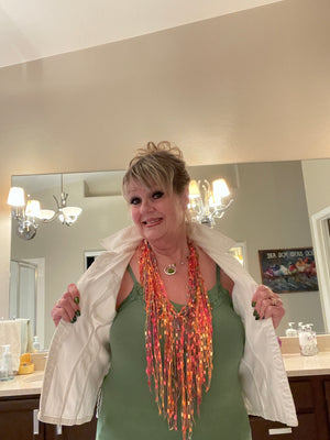 Orange, Coral, Yellow & Green Son-Light Turkish Scarf
