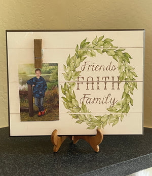 Friends, Faith & Family Plaque & Gather Sign Set